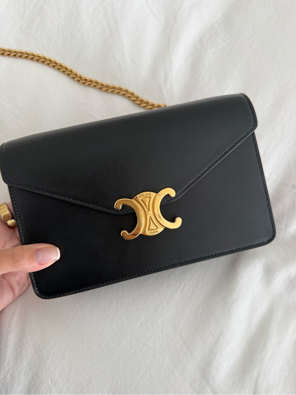 Celine Triomphe WOC – Black Calfskin with Gold Hardware ✨ - Picture 2 of 4